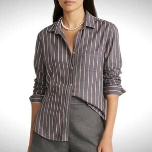 Grayson Women's S The Hero Long Sleeve Cotton Button Up Blue Pink Stripe Western